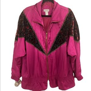 LADY LAVON | Vintage Magenta & Gold Floral Plus Size Jacket 1X
